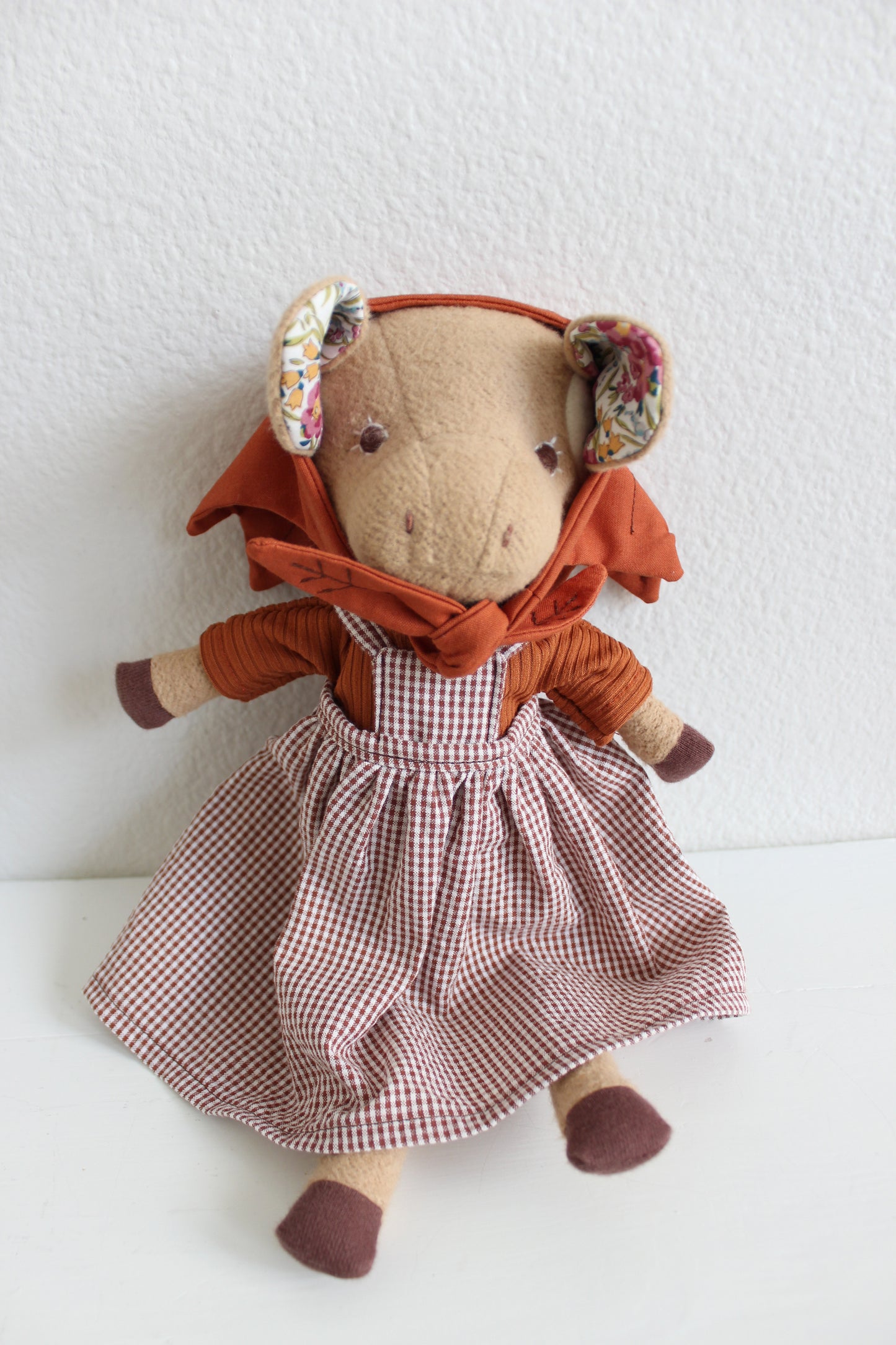 Brown Micro Gingham Pinafore Dress