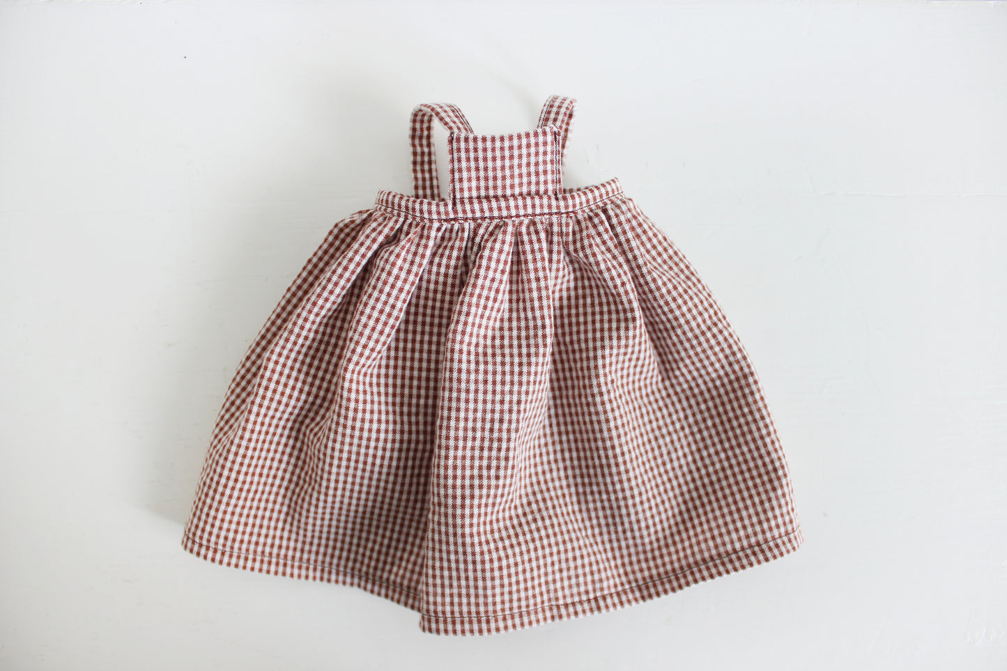 Brown Micro Gingham Pinafore Dress