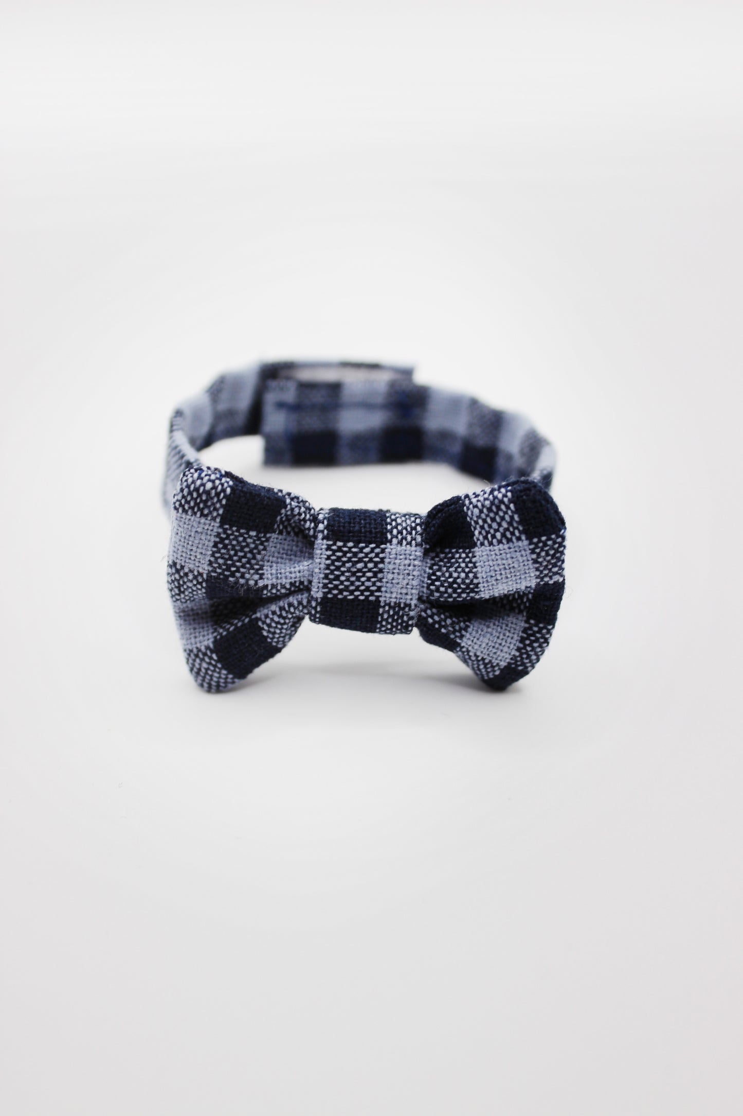 Blueberry Gingham Bowtie (Long Band)