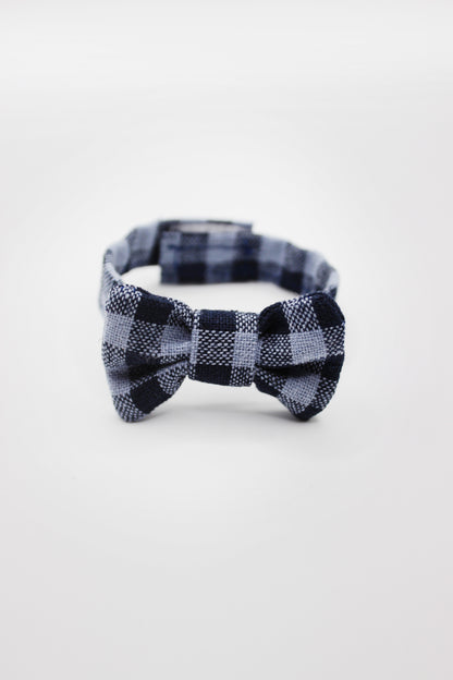 Blueberry Gingham Bowtie (Long Band)