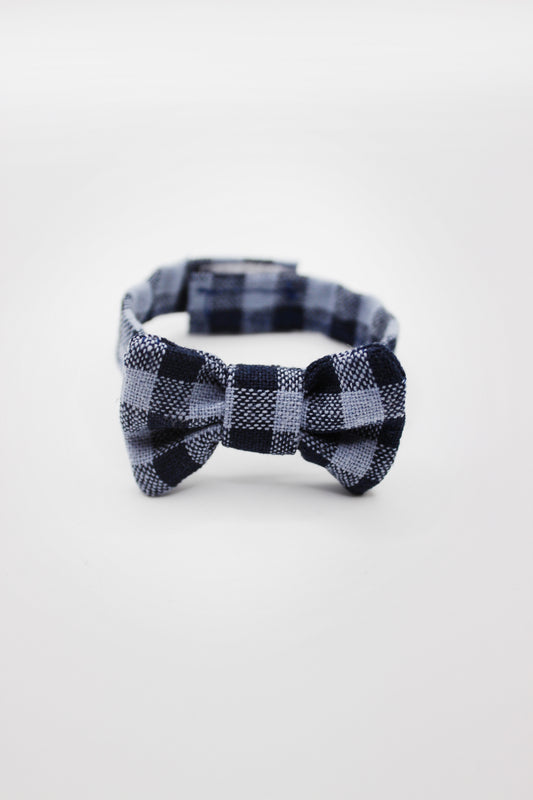 Blueberry Gingham Bowtie (Long Band)
