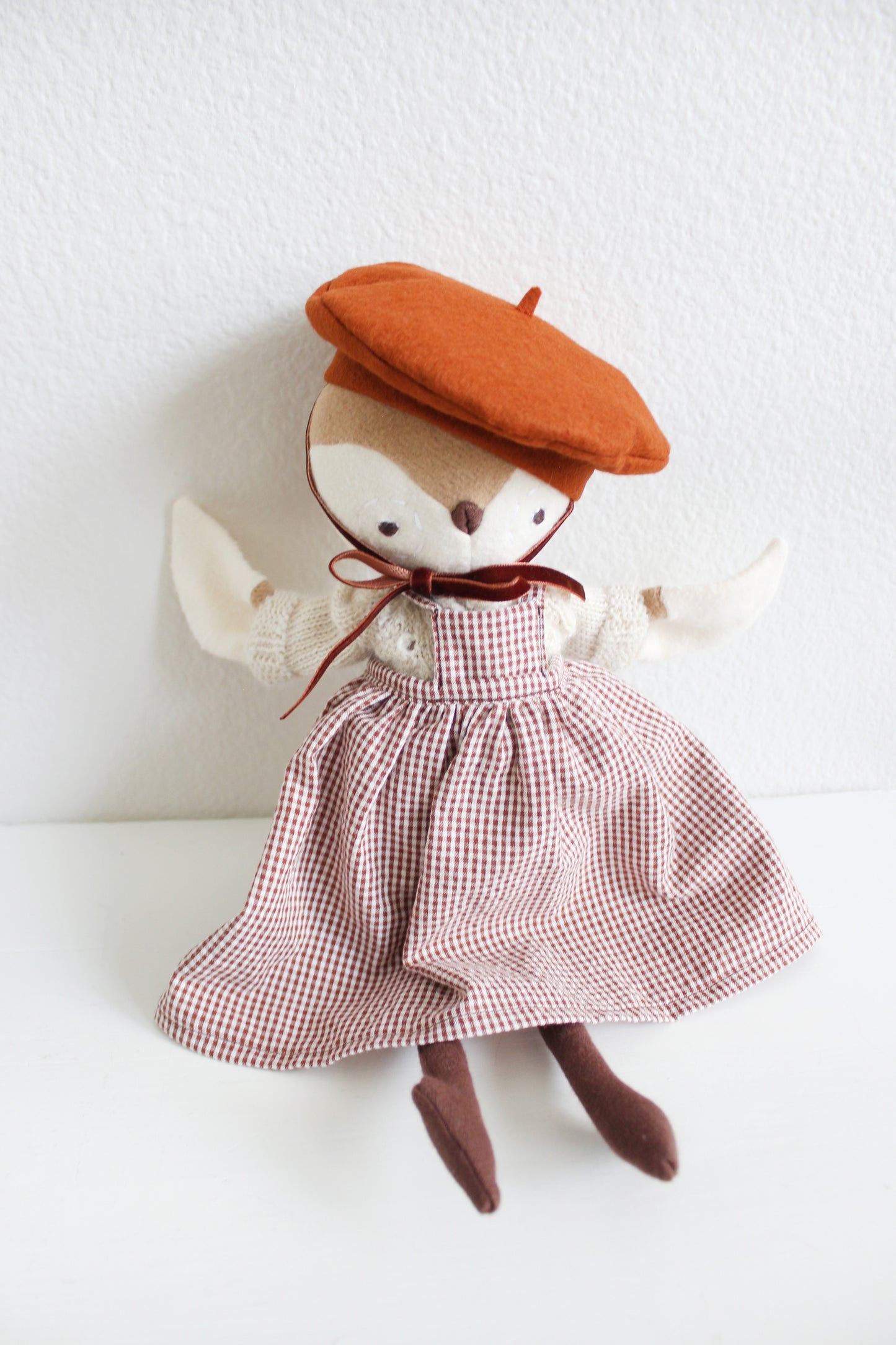 Brown Micro Gingham Pinafore Dress