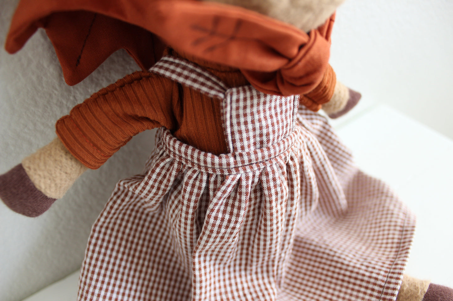 Brown Micro Gingham Pinafore Dress