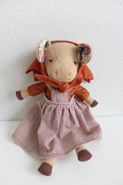 Brown Micro Gingham Pinafore Dress