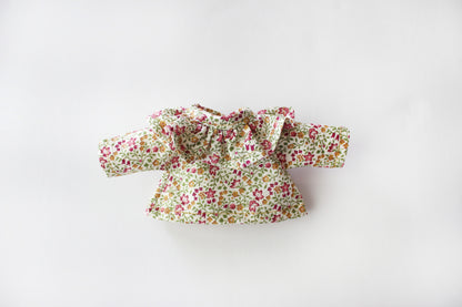 Ruffle Collar Purple Berry and Flower Shirt