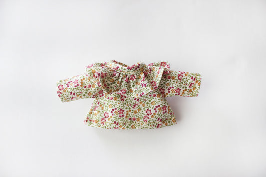 Ruffle Collar Purple Berry and Flower Shirt