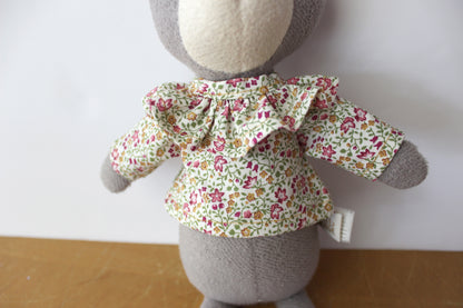 Ruffle Collar Purple Berry and Flower Shirt