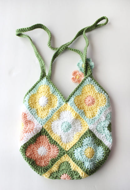 Fresh Floral Crocheted Bag