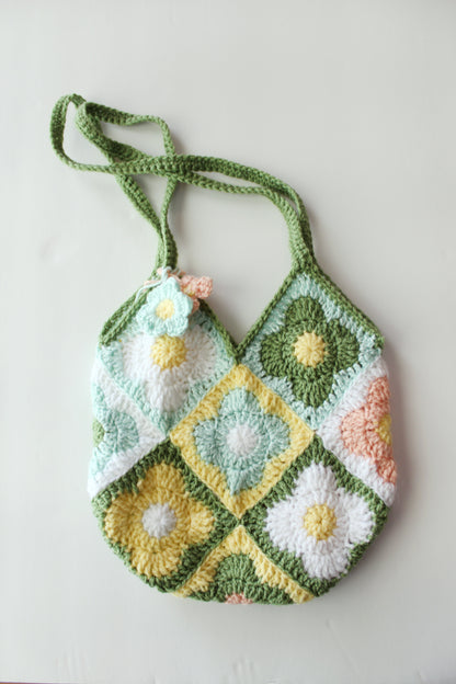 Fresh Floral Crocheted Bag