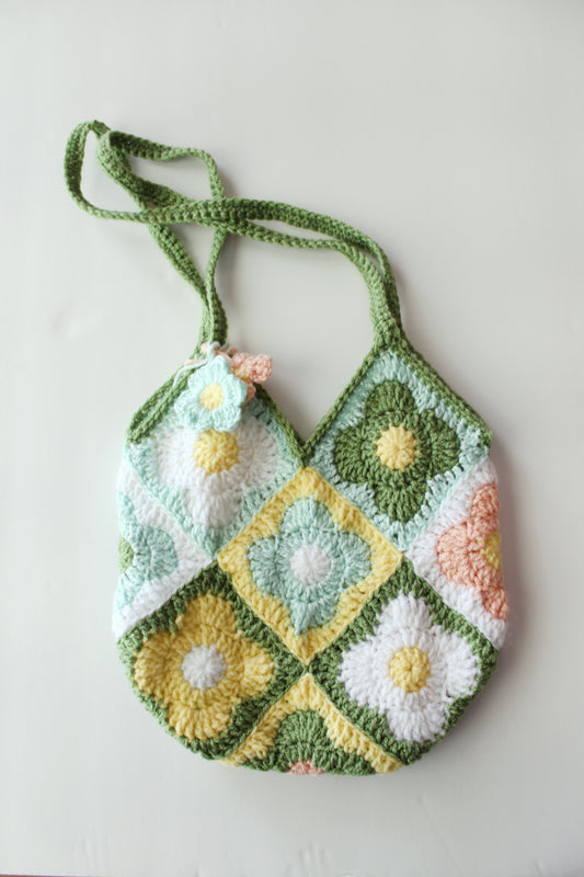 Fresh Floral Crocheted Bag