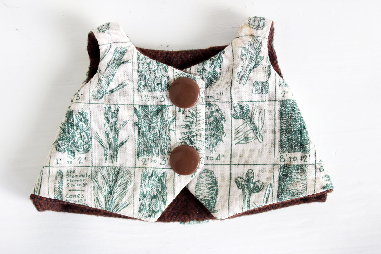 Brown Herringbone and Weathered Pine Chart Vest