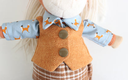 Pumpkin Flannel / Metallic Mushroom Reversible Vest