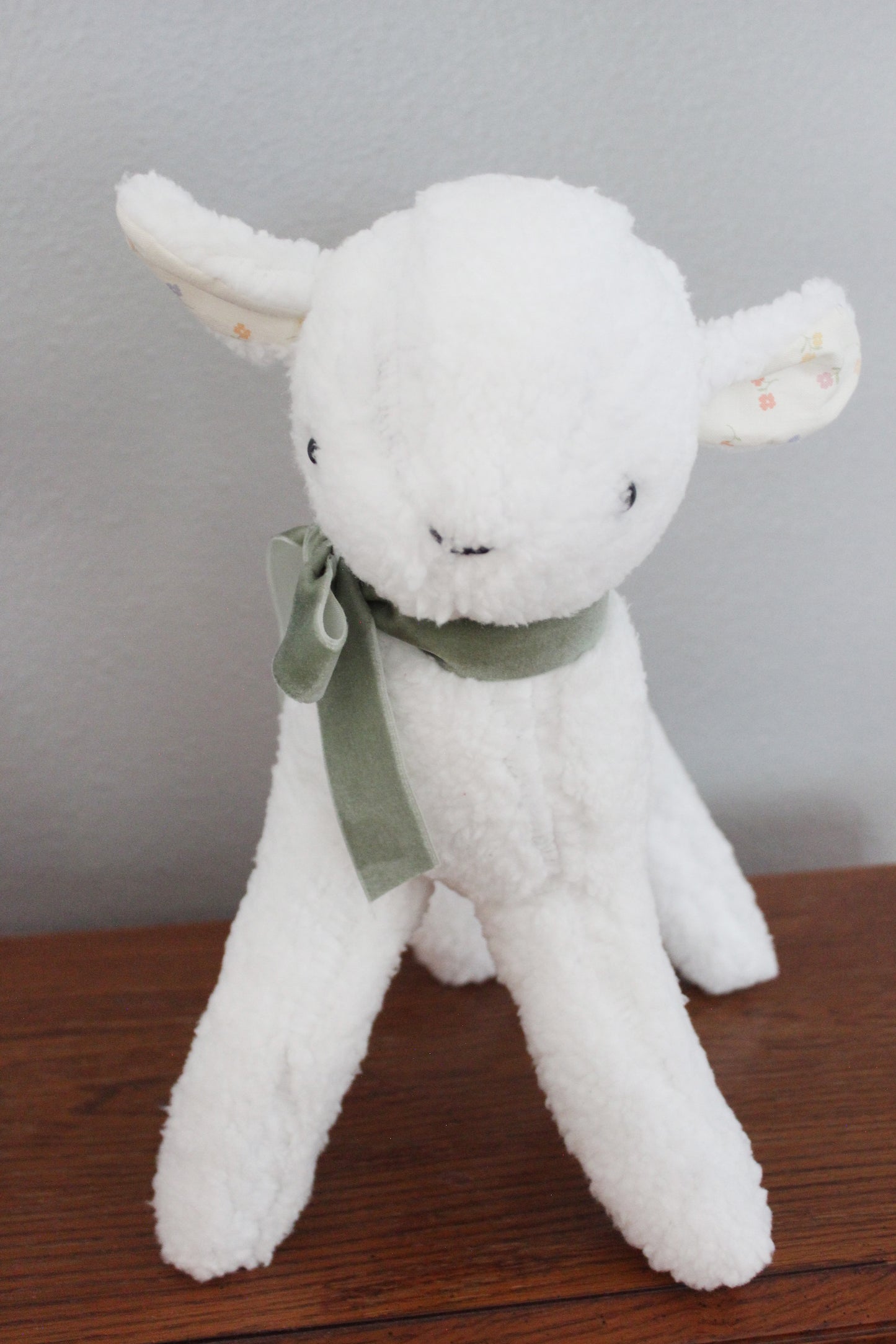 Soft Sheep Plushie with Floral Ears