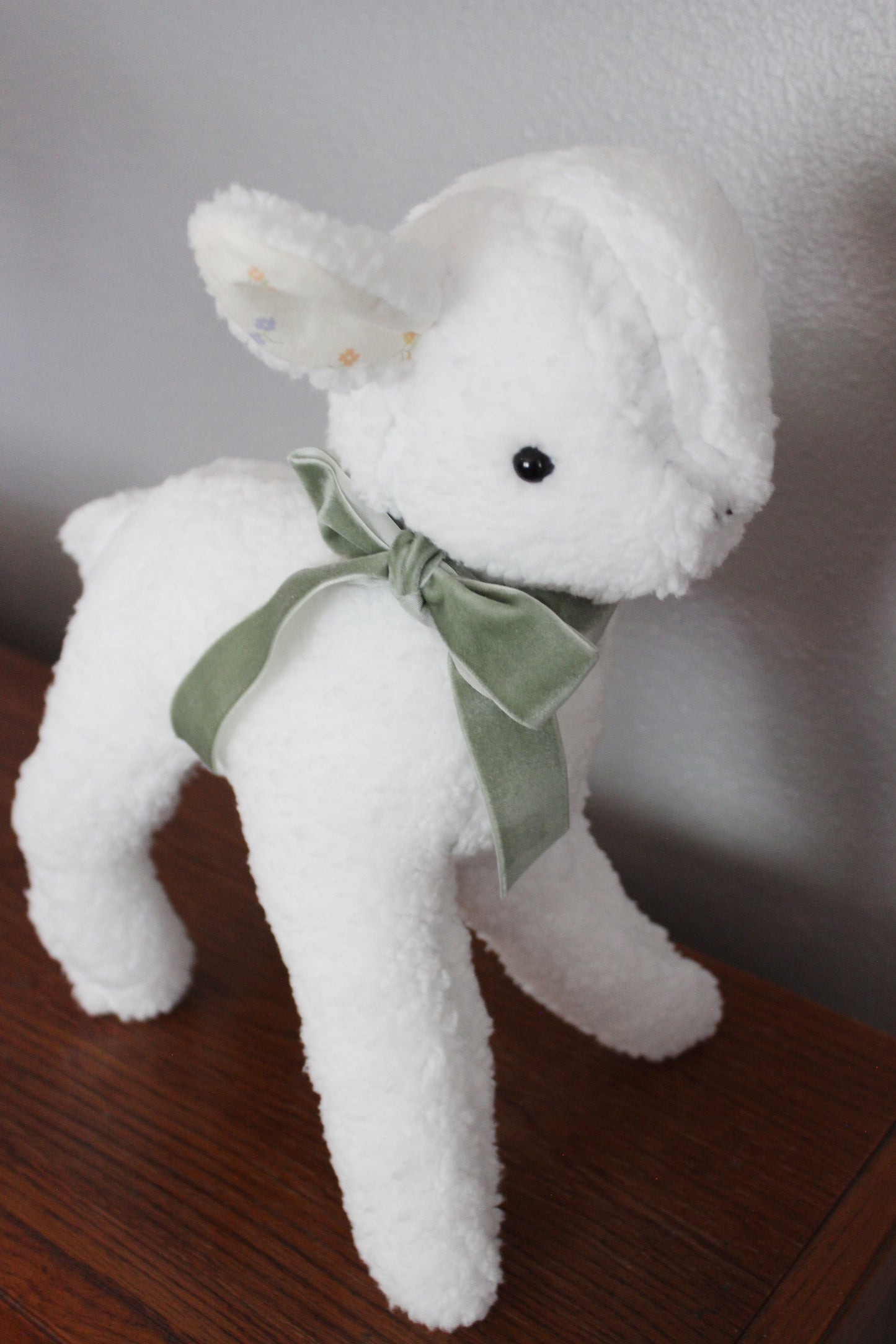 Soft Sheep Plushie with Floral Ears