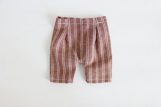 Brown Stripe Pleated Shorts